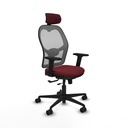Jorquera traslack malla gris similpiel granate brazos 2D base nailon cabecero 2D ruedas 65mm nailon
