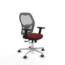 Jorquera traslack malla gris similpiel granate brazos 2D base aluminio  ruedas 65mm engomada