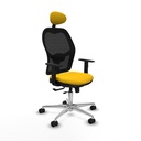 Jorquera traslack malla negra bali amarillo brazos 1D base aluminio cabecero fijo ruedas 65mm nailon