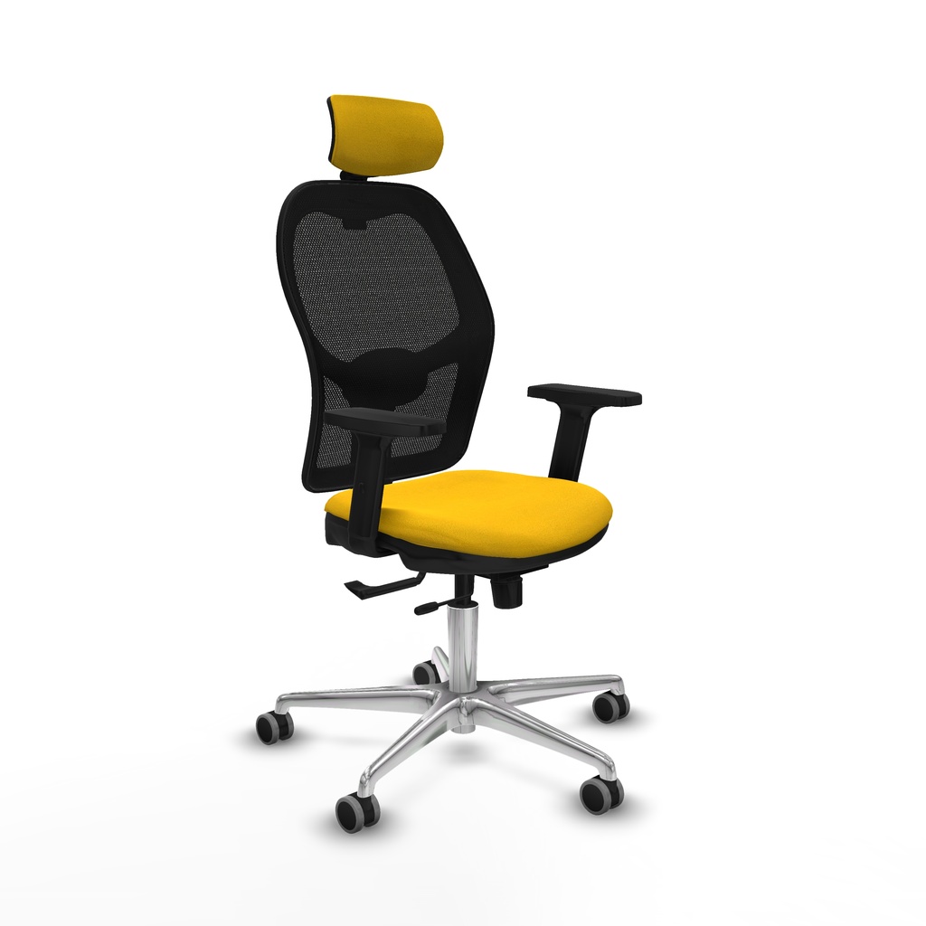 Jorquera traslack malla negra bali amarillo brazos 2D base aluminio cabecero 2D ruedas 65mm engomada