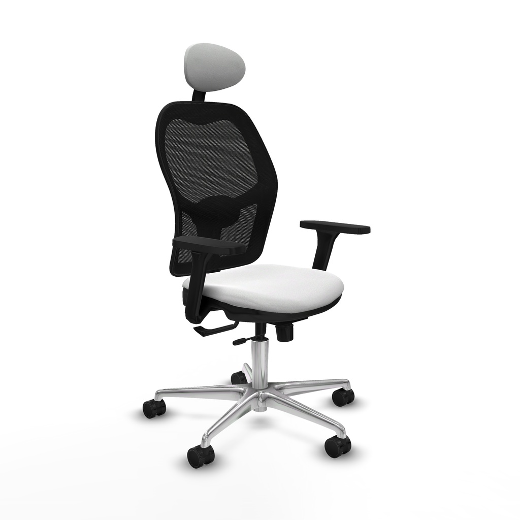 Jorquera traslack malla negra bali blanco brazos 3D base aluminio cabecero fijo ruedas 65mm nailon