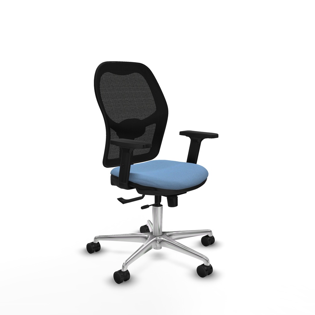 Jorquera traslack malla negra bali azul cielo brazos 2D base aluminio  ruedas 65mm nailon
