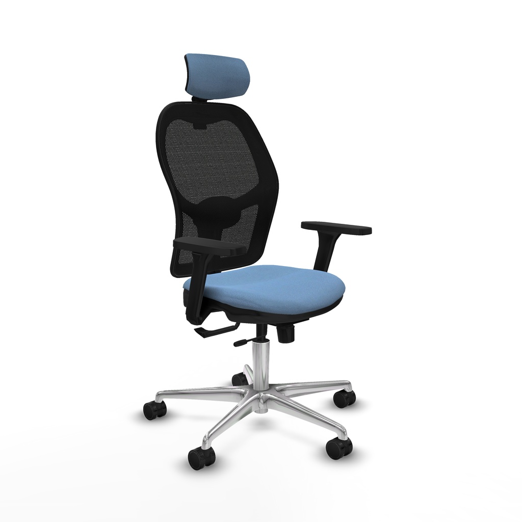 Jorquera traslack malla negra bali azul cielo brazos 3D base aluminio cabecero 2D ruedas 65mm nailon