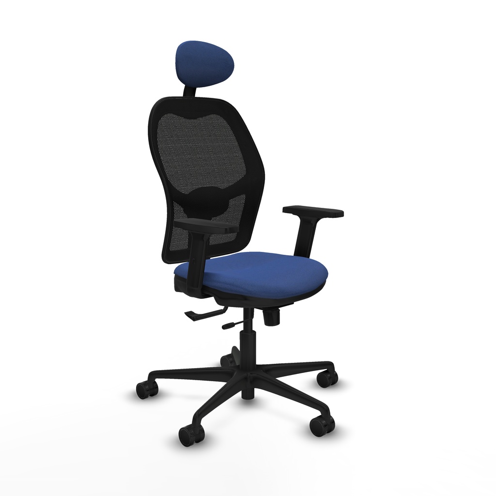 Jorquera traslack malla negra bali azul marino brazos 2D base nailon cabecero fijo ruedas 65mm nailon