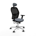 Jorquera traslack malla negra bali gris brazos 2D base aluminio cabecero fijo ruedas 65mm engomada