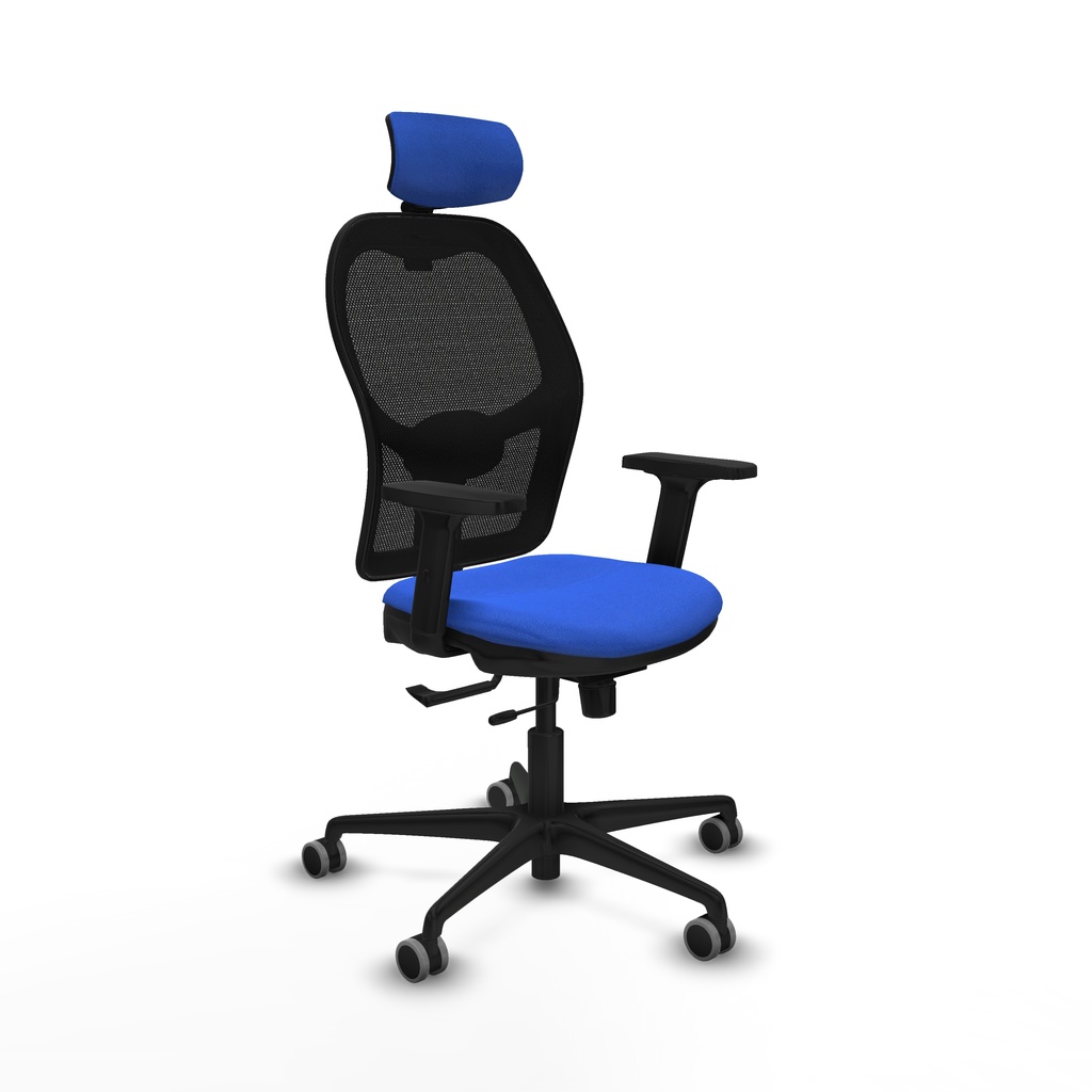 Jorquera traslack malla negra bali azul brazos 2D base nailon cabecero 2D ruedas 65mm engomada