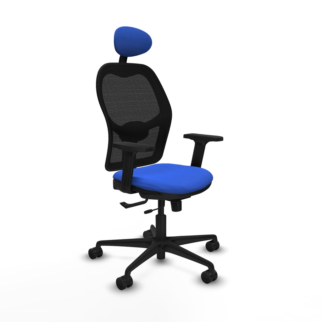 Jorquera traslack malla negra bali azul brazos 2D base nailon cabecero fijo ruedas 65mm nailon
