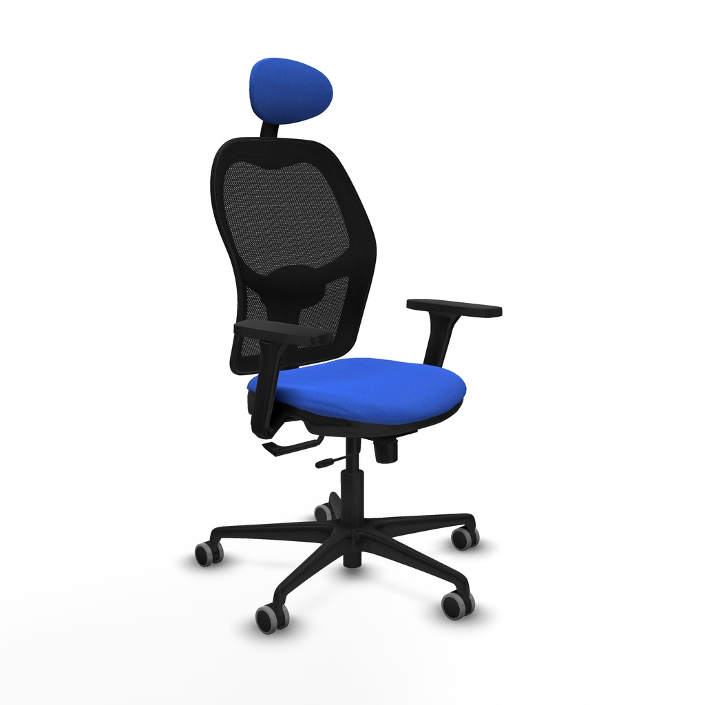 Jorquera traslack malla negra bali azul brazos 3D base nailon cabecero fijo ruedas 65mm engomada