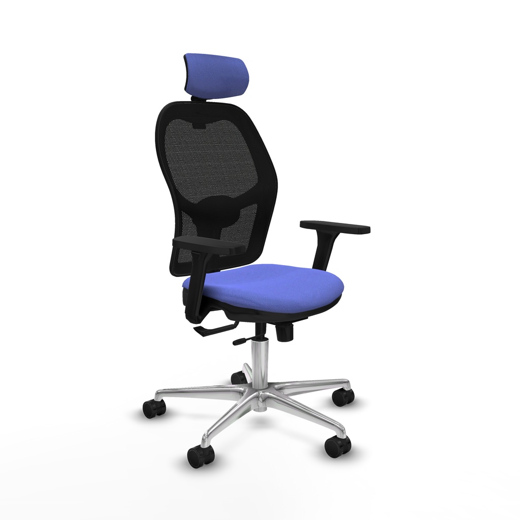 Jorquera traslack malla negra bali azul claro brazos 3D base aluminio cabecero 2D ruedas 65mm nailon