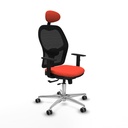 Jorquera traslack malla negra bali naranja oscuro brazos 1D base aluminio cabecero fijo ruedas 65mm engomada