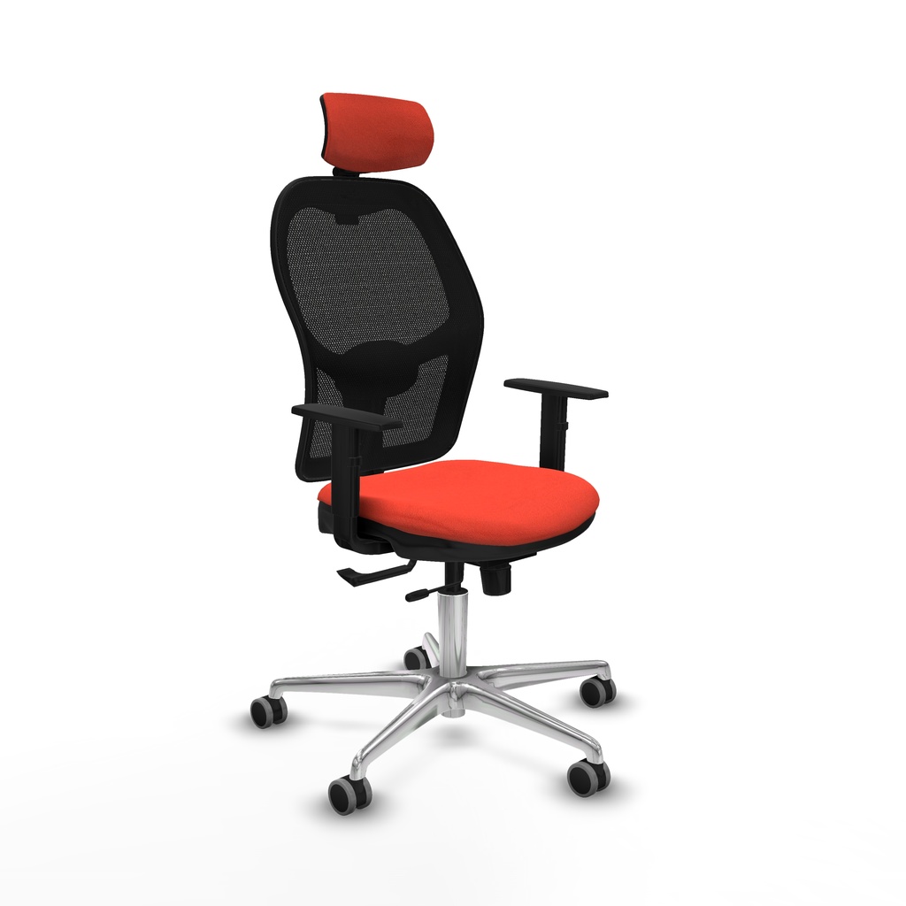 Jorquera traslack malla negra bali naranja oscuro brazos 1D base aluminio cabecero 2D ruedas 65mm engomada