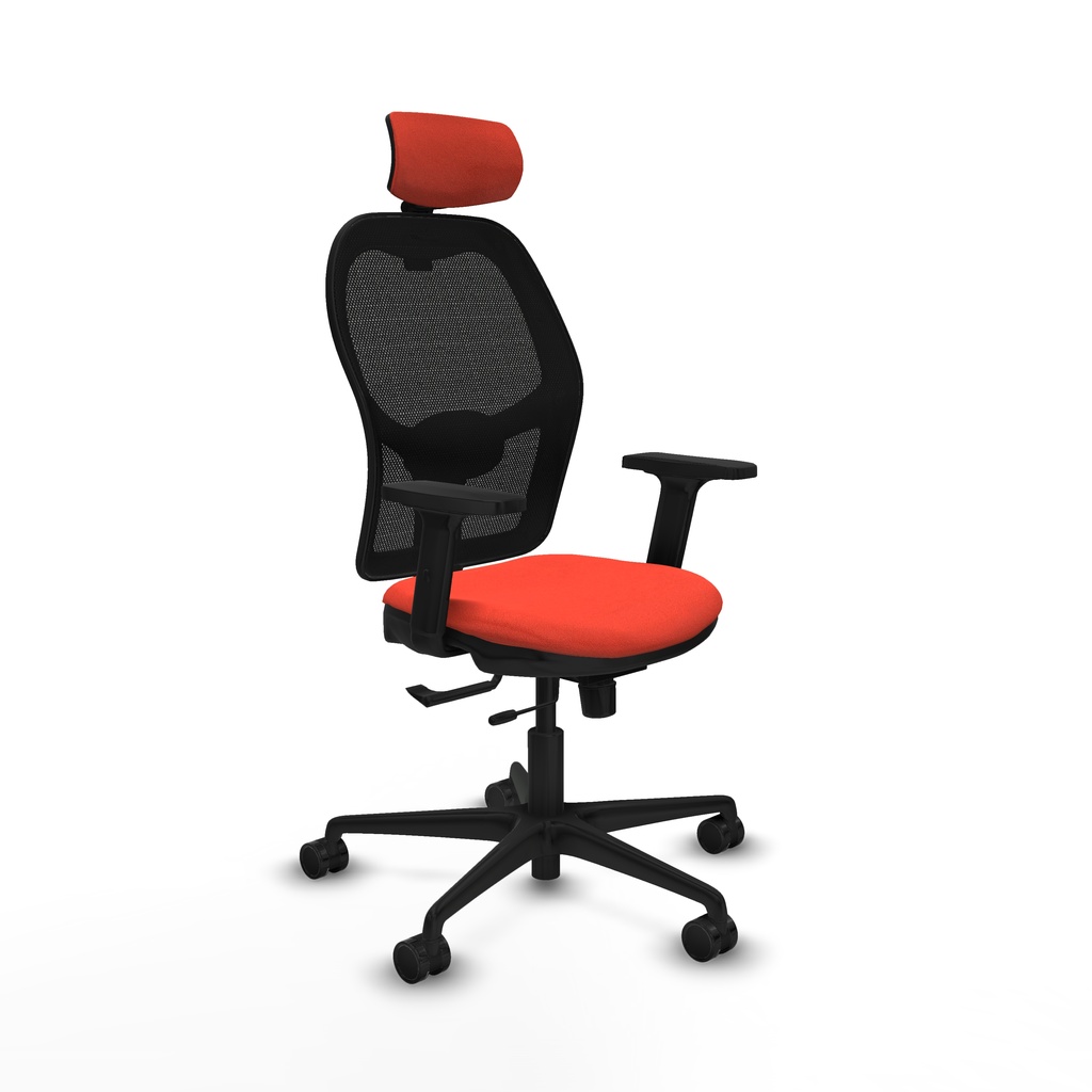 Jorquera traslack malla negra bali naranja oscuro brazos 2D base nailon cabecero 2D ruedas 65mm nailon