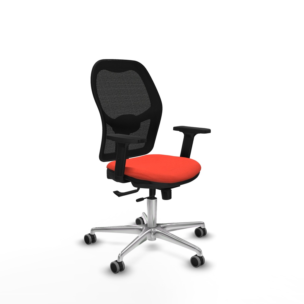 Jorquera traslack malla negra bali naranja oscuro brazos 2D base aluminio  ruedas 65mm engomada