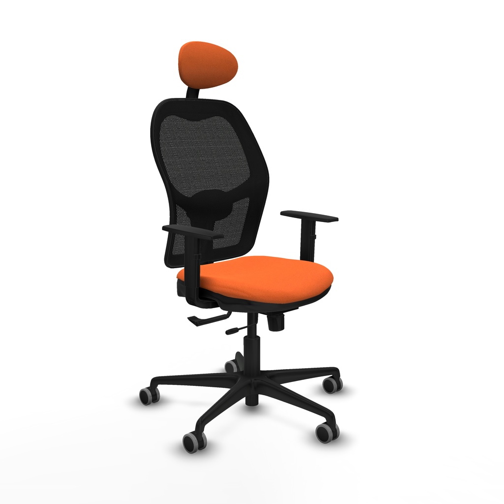 Jorquera traslack malla negra bali naranja brazos 1D base nailon cabecero fijo ruedas 65mm engomada