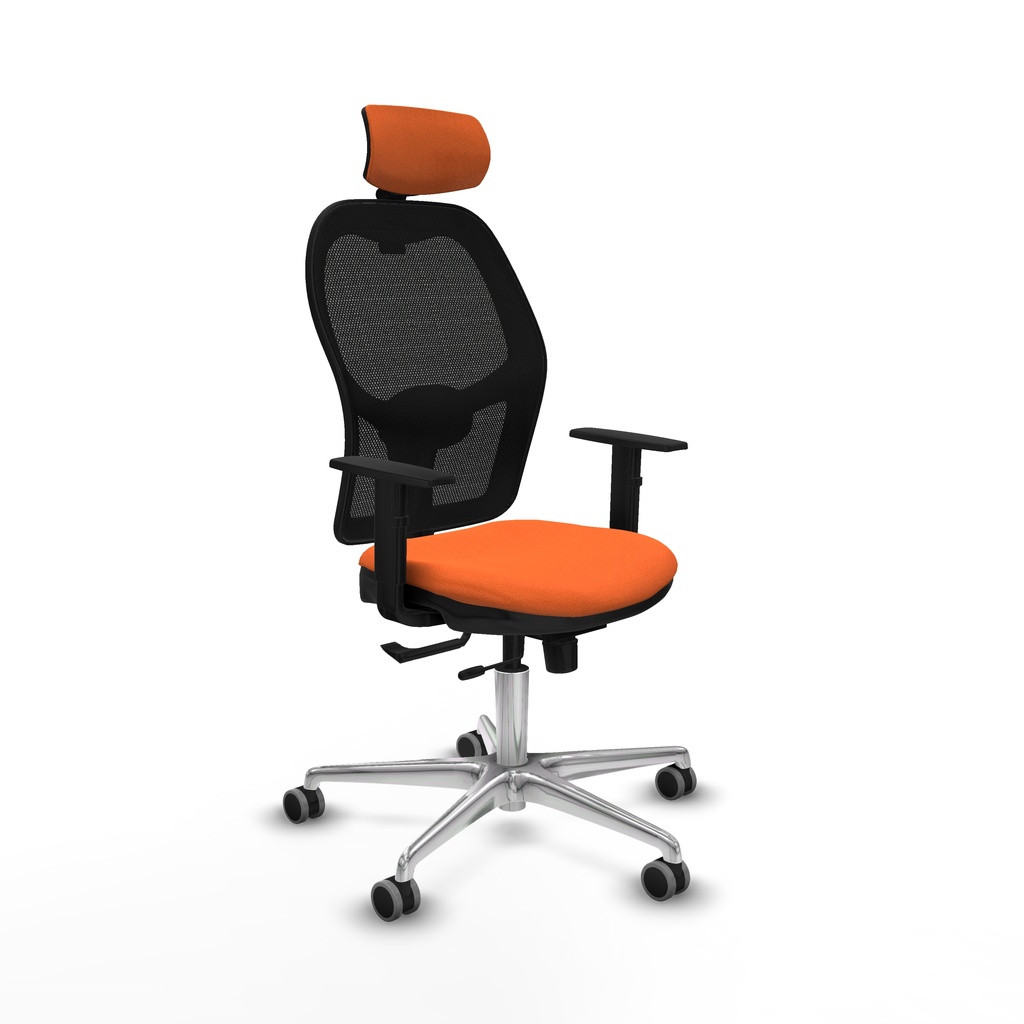Jorquera traslack malla negra bali naranja brazos 1D base aluminio cabecero 2D ruedas 65mm engomada