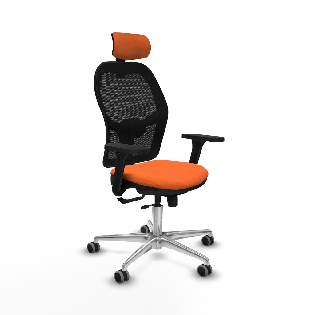 Jorquera traslack malla negra bali naranja brazos 3D base aluminio cabecero 2D ruedas 65mm engomada