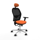 Jorquera traslack malla negra bali naranja brazos 3D base aluminio cabecero fijo ruedas 65mm nailon