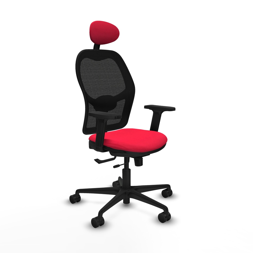 [15STM5B350B2D036N1] Jorquera traslack malla negra bali rojo brazos 2D base nailon cabecero fijo ruedas 65mm nailon
