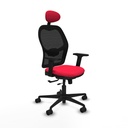 Jorquera traslack malla negra bali rojo brazos 2D base nailon cabecero fijo ruedas 65mm nailon