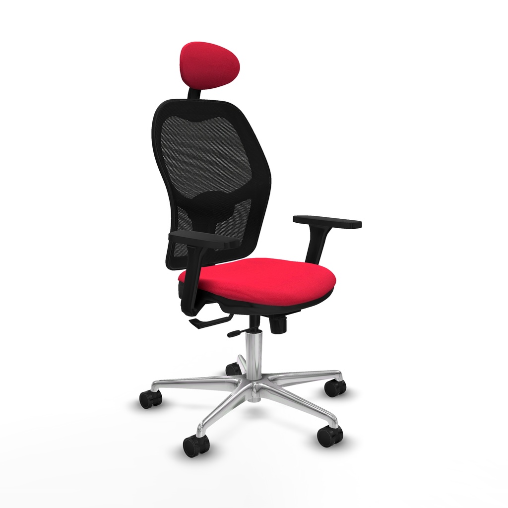 Jorquera traslack malla negra bali rojo brazos 3D base aluminio cabecero fijo ruedas 65mm nailon
