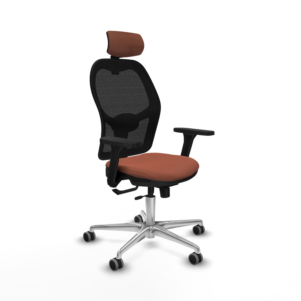 Jorquera traslack malla negra bali marrón brazos 3D base aluminio cabecero 2D ruedas 65mm engomada