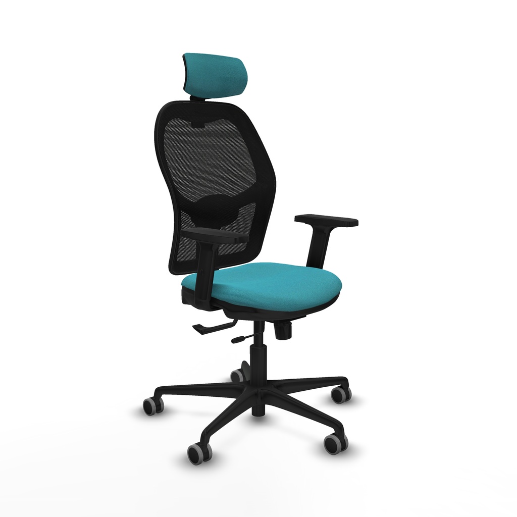 Jorquera traslack malla negra bali turquesa brazos 2D base nailon cabecero 2D ruedas 65mm engomada