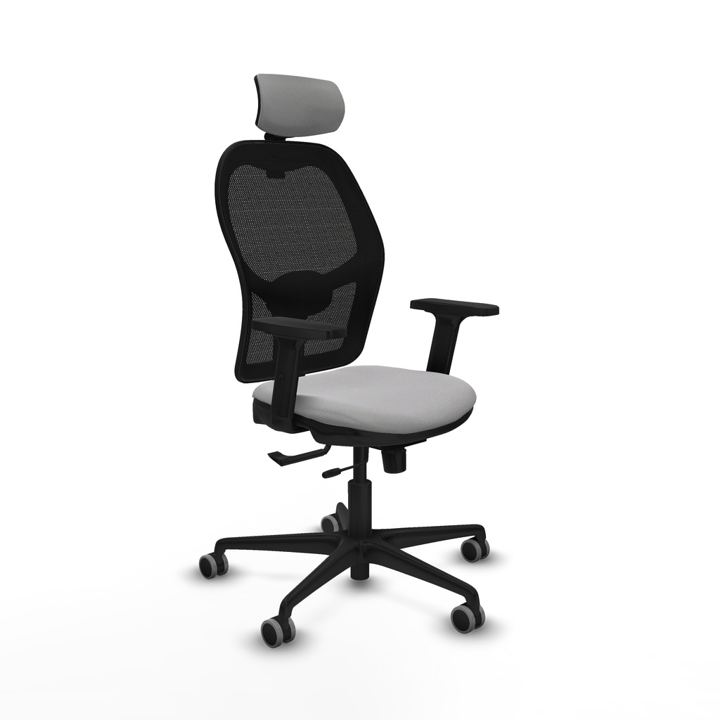 Jorquera traslack malla negra bali gris claro brazos 2D base nailon cabecero 2D ruedas 65mm engomada