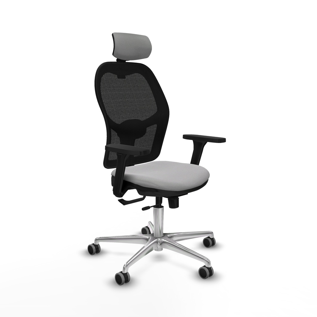 Jorquera traslack malla negra bali gris claro brazos 3D base aluminio cabecero 2D ruedas 65mm engomada