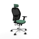 Jorquera traslack malla negra bali verde esmeralda brazos 2D base aluminio cabecero 2D ruedas 65mm nailon