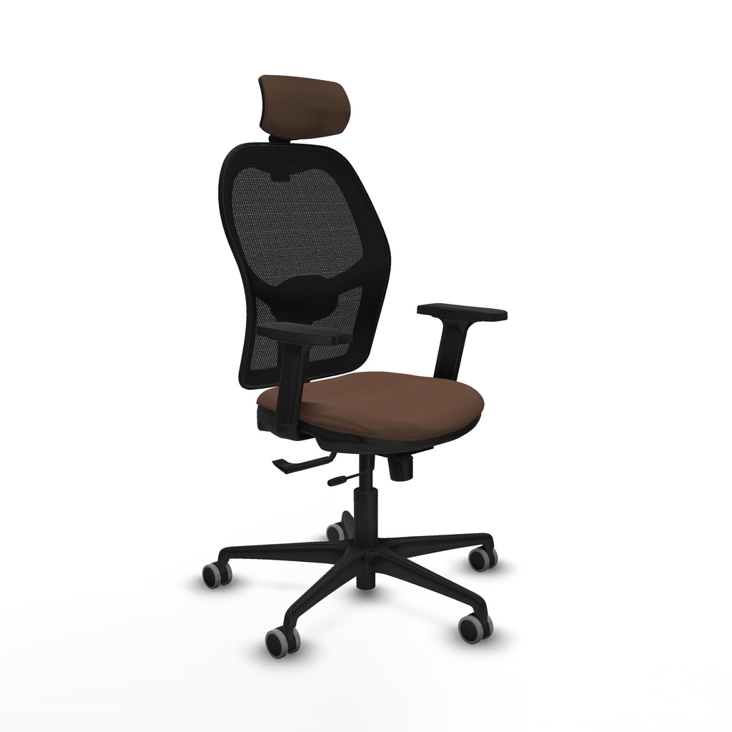 Jorquera traslack malla negra bali marrón oscuro brazos 2D base nailon cabecero 2D ruedas 65mm engomada