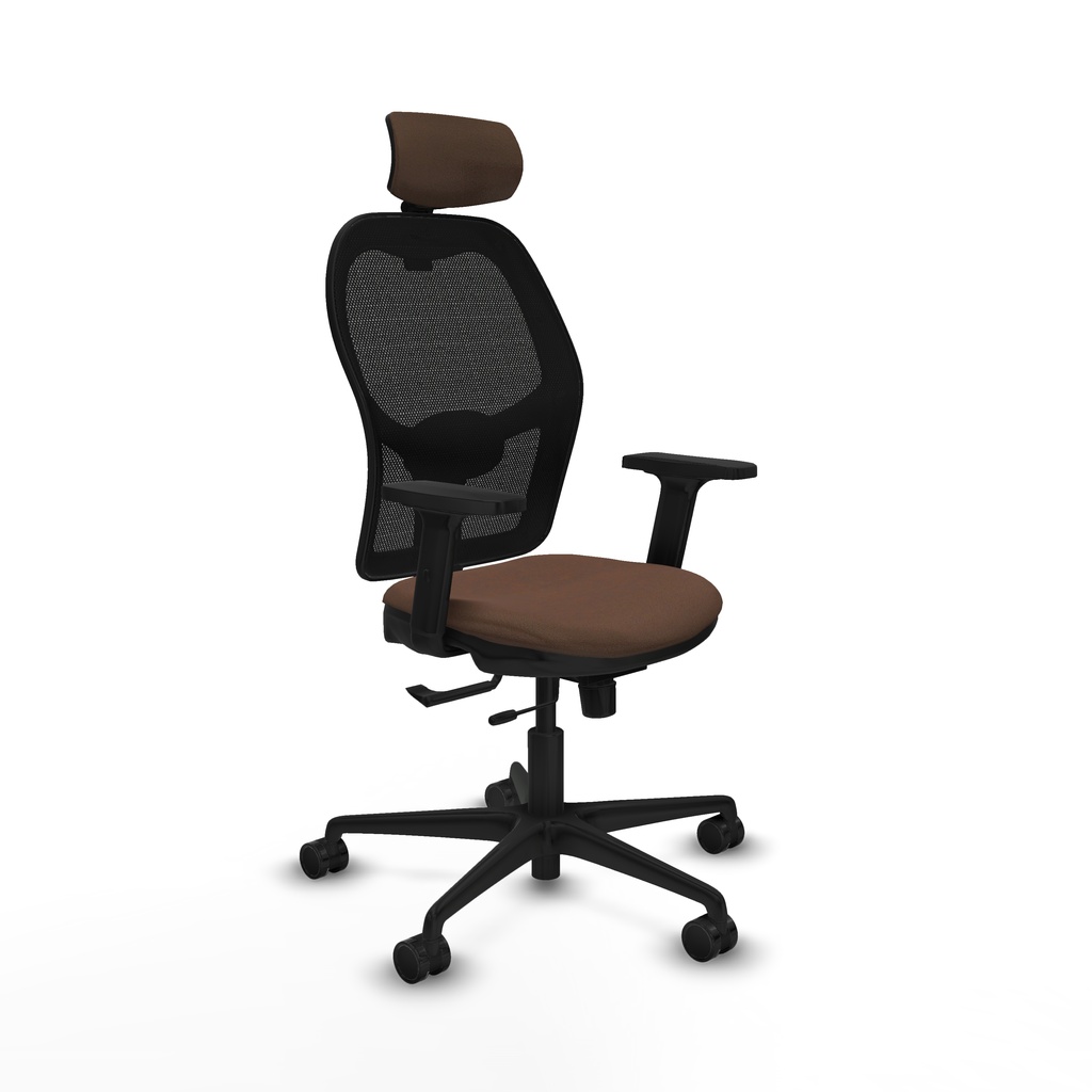 Jorquera traslack malla negra bali marrón oscuro brazos 2D base nailon cabecero 2D ruedas 65mm nailon