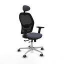 Jorquera traslack malla negra bali gris oscuro brazos 2D base aluminio cabecero fijo ruedas 65mm engomada