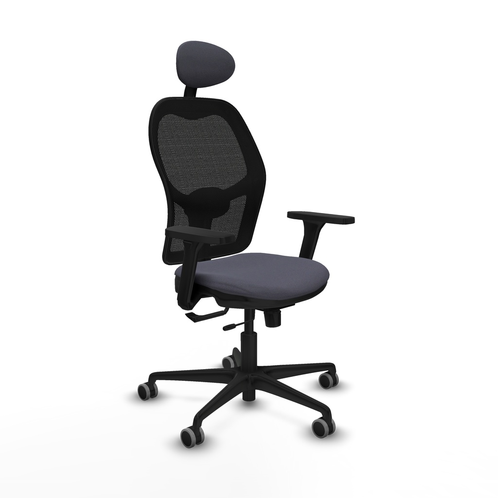 Jorquera traslack malla negra bali gris oscuro brazos 3D base nailon cabecero fijo ruedas 65mm engomada