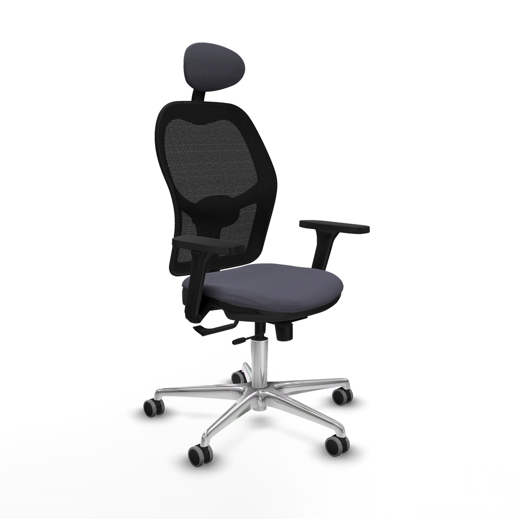 Jorquera traslack malla negra bali gris oscuro brazos 3D base aluminio cabecero fijo ruedas 65mm engomada