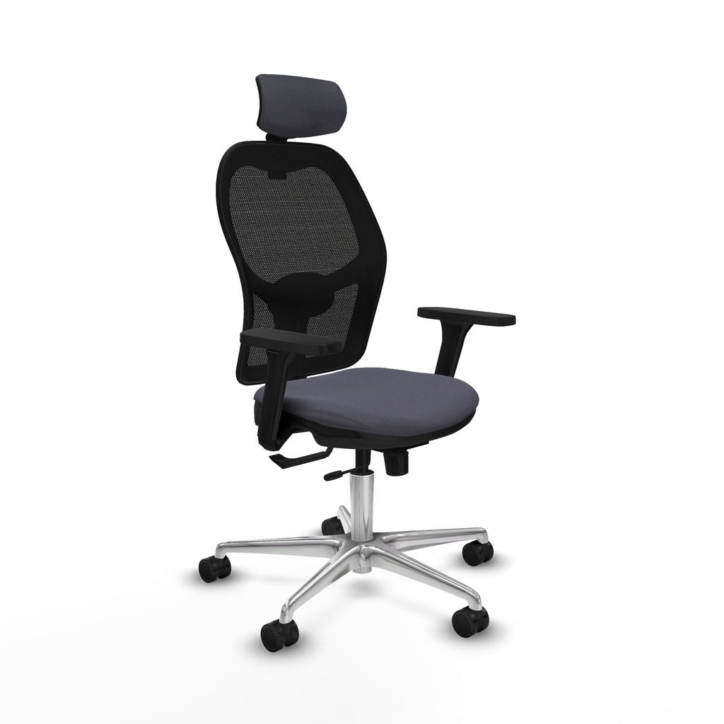 Jorquera traslack malla negra bali gris oscuro brazos 3D base aluminio cabecero 2D ruedas 65mm nailon