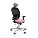 Jorquera traslack malla negra bali rosa brazos 1D base aluminio cabecero fijo ruedas 65mm engomada