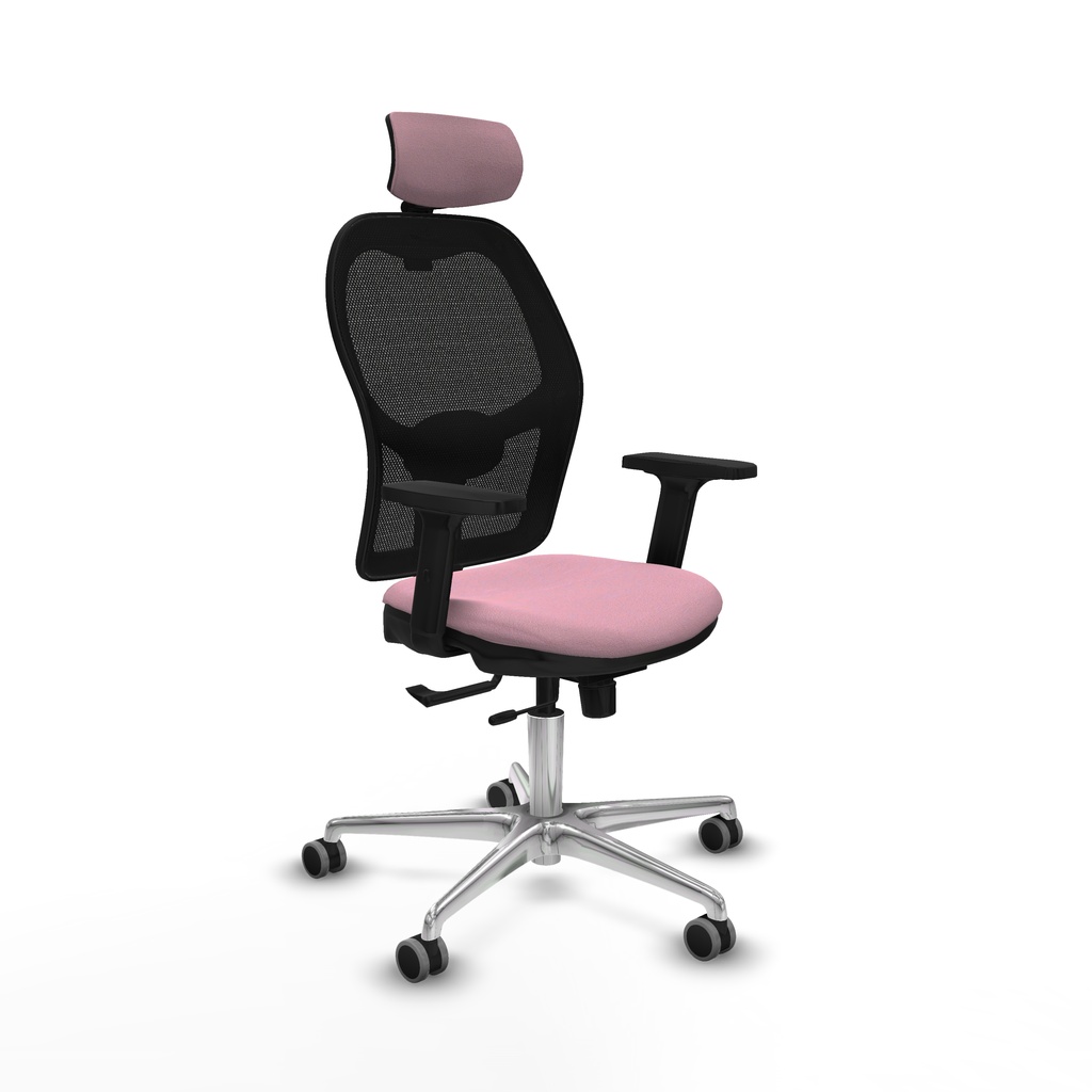 Jorquera traslack malla negra bali rosa brazos 2D base aluminio cabecero 2D ruedas 65mm engomada
