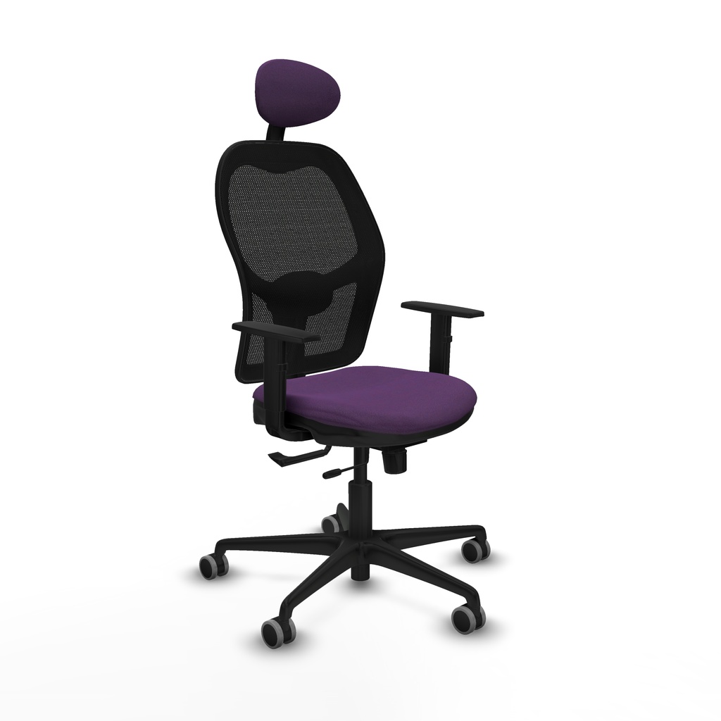 Jorquera traslack malla negra bali morado brazos 1D base nailon cabecero fijo ruedas 65mm engomada
