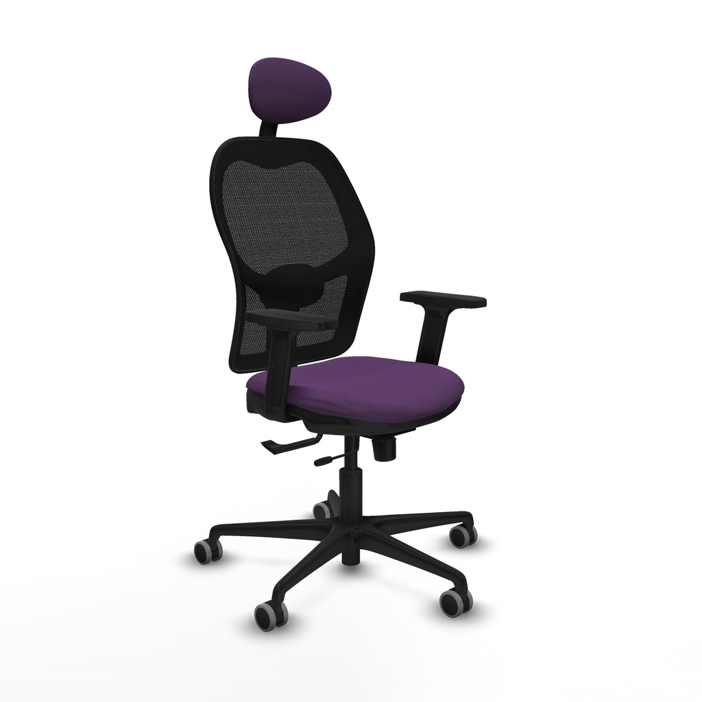 Jorquera traslack malla negra bali morado brazos 2D base nailon cabecero fijo ruedas 65mm engomada