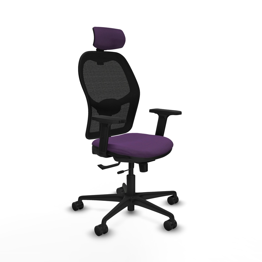 Jorquera traslack malla negra bali morado brazos 2D base nailon cabecero 2D ruedas 65mm nailon