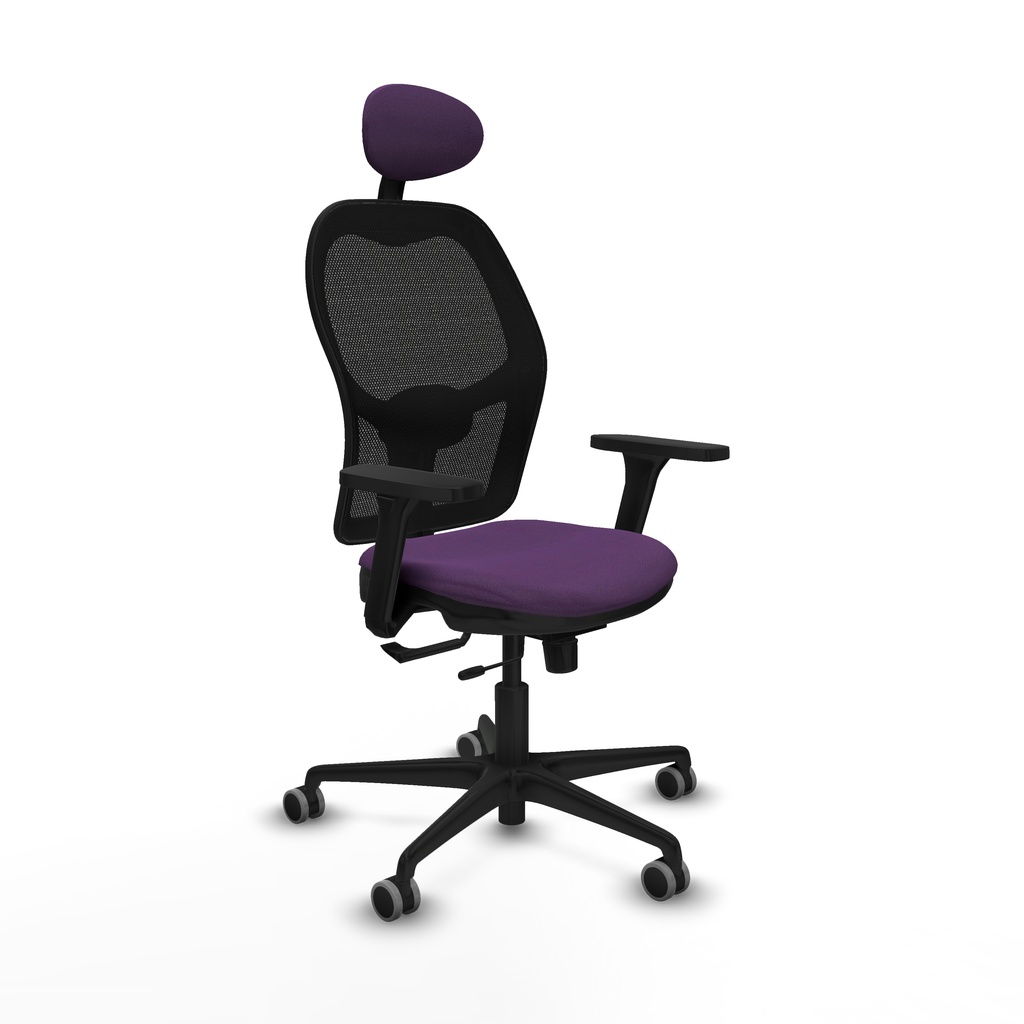 Jorquera traslack malla negra bali morado brazos 3D base nailon cabecero fijo ruedas 65mm engomada