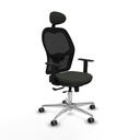 Jorquera traslack malla negra bali negro brazos 1D base aluminio cabecero fijo ruedas 65mm engomada