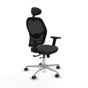 Jorquera traslack malla negra bali negro brazos 2D base aluminio cabecero fijo ruedas 65mm engomada