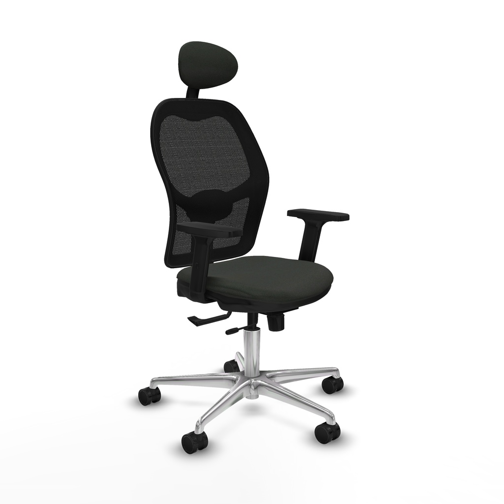 Jorquera traslack malla negra bali negro brazos 2D base aluminio cabecero fijo ruedas 65mm nailon