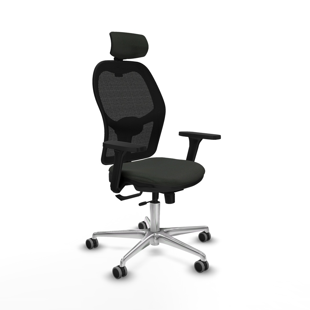 Jorquera traslack malla negra bali negro brazos 3D base aluminio cabecero 2D ruedas 65mm engomada