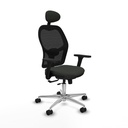 Jorquera traslack malla negra bali negro brazos 3D base aluminio cabecero fijo ruedas 65mm nailon