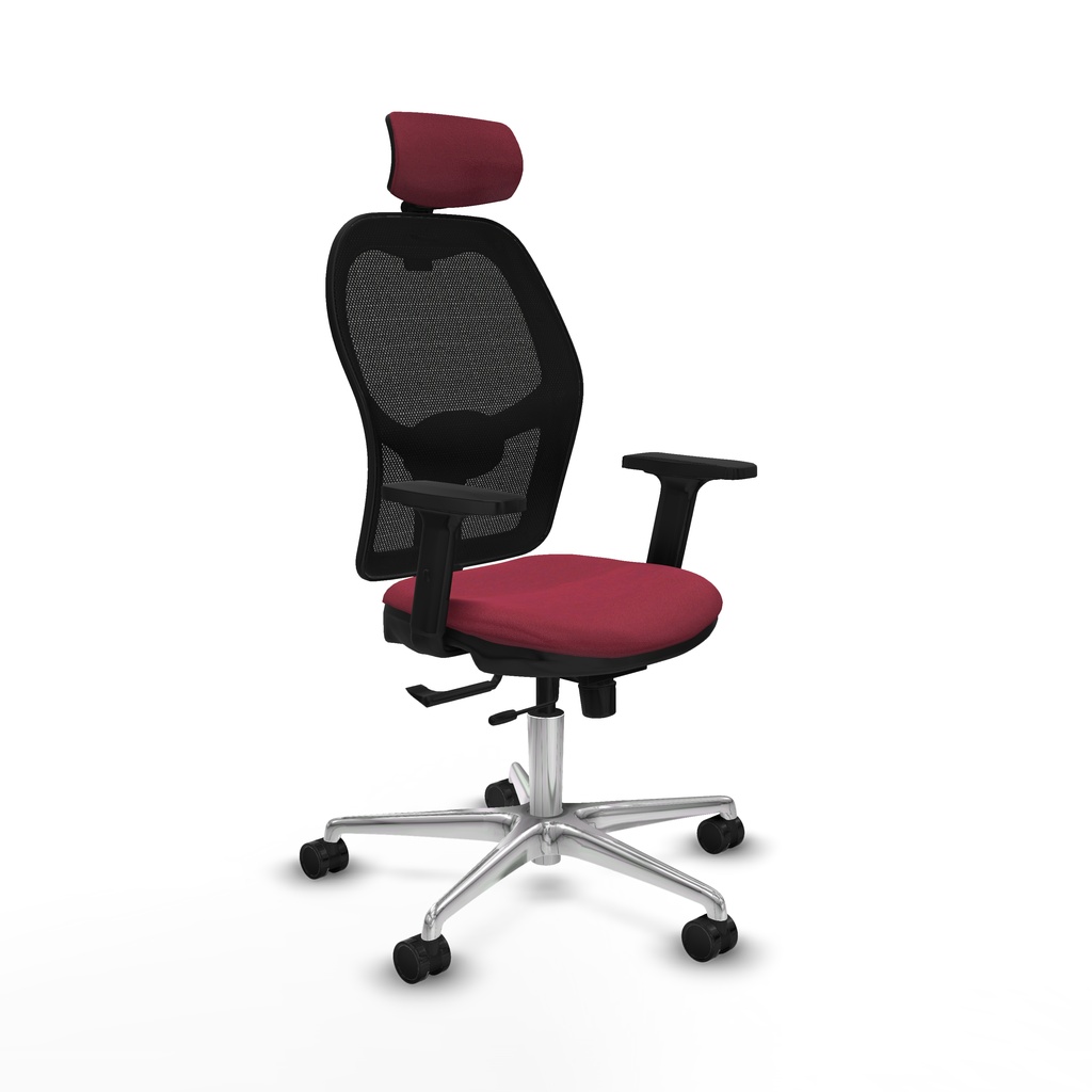 Jorquera traslack malla negra bali granate brazos 2D base aluminio cabecero 2D ruedas 65mm nailon