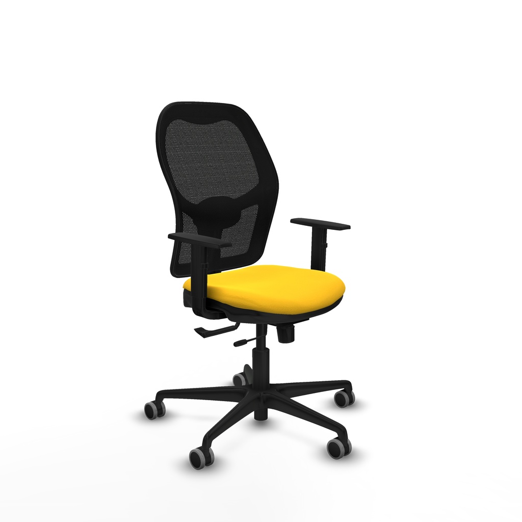 Jorquera traslack malla negra similpiel amarillo brazos 1D base nailon  ruedas 65mm engomada