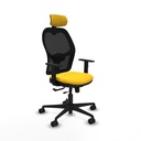 Jorquera traslack malla negra similpiel amarillo brazos 1D base nailon cabecero 2D ruedas 65mm nailon