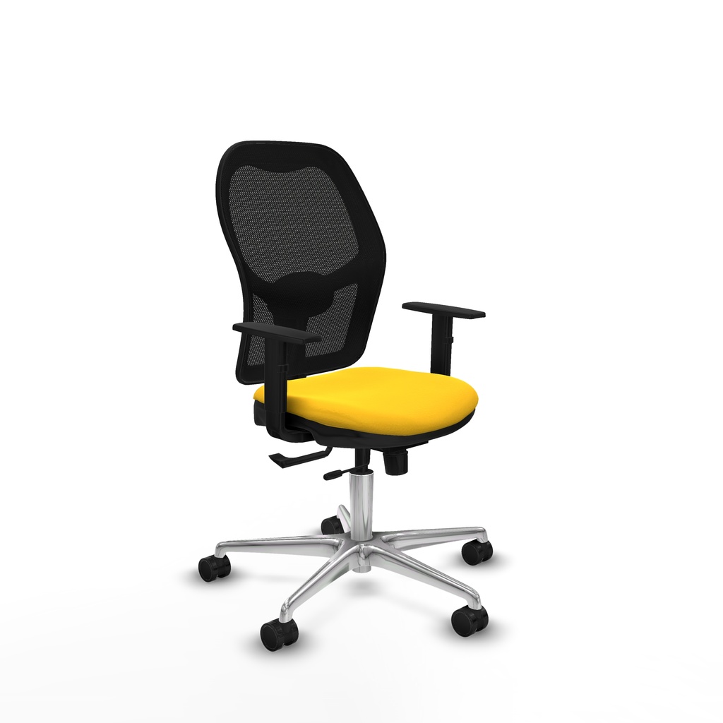 Jorquera traslack malla negra similpiel amarillo brazos 1D base aluminio  ruedas 65mm nailon